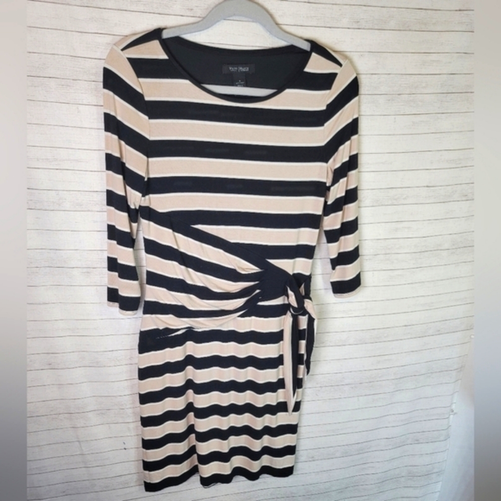 WHITE HOUSE BLACK MARKET 3/4 Sleeve Stripe Shift Dress, Sz 8